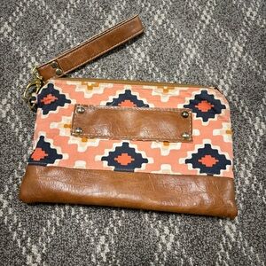 Free 2 Fly Ivey‎ Wristlet leather & faux trim handmade